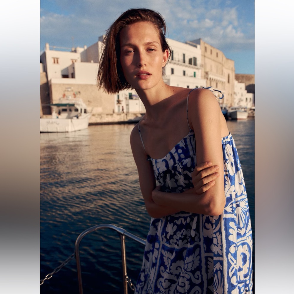 H&M Blue and White Floral Maxi Dress
